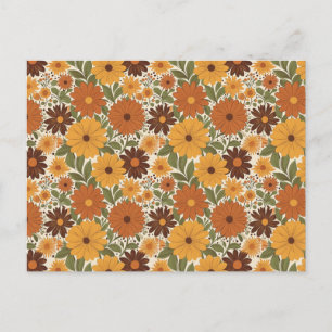 vintage 70s styled floral/flower postcard