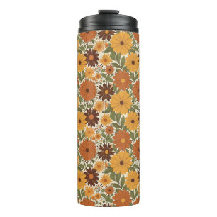 vintage 70s styled floral/flower thermal tumbler