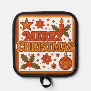 Vintage 70s styled Merry Christmas Pot Holder