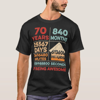 Vintage 70th Birthday 70 Years Old Being Awesome A T-Shirt