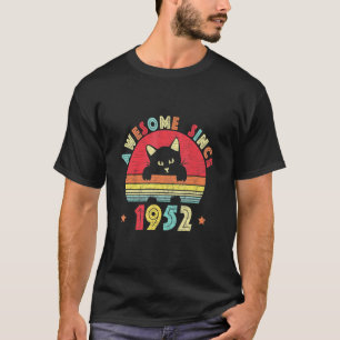 Vintage 70th Birthday Awesome Since 1952 Retro Cat T-Shirt