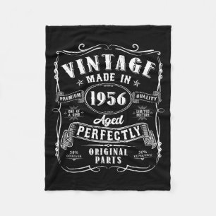 Vintage 70th Birthday Decorations Men Funny 1956 7 Fleece Blanket