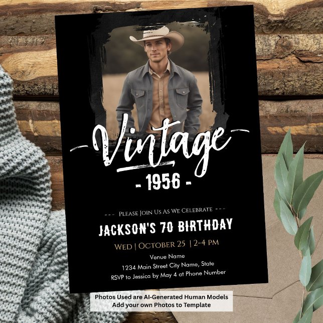 Vintage 70th Birthday  Invitation (Creator Uploaded)
