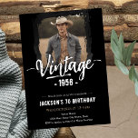 Vintage 70th Birthday  Invitation<br><div class="desc">Celebrate a special milestone with his vintage theme 70th birthday invitation designed for an elegant and memorable adult birthday party The phone features a customisable one photo layout perfect for showcase in a favourite portrait or chairs memory classic retro styling age texture and timeless topography create an authentic vintage look...</div>