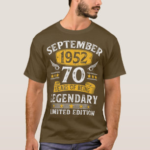 Vintage 70th Birthday  September 1952 70 Years Old T-Shirt