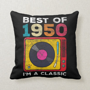 Vintage 70th Birthday Vinyls 1950 Born 70 Year old Cushion