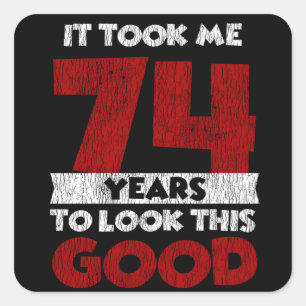 Vintage 74 Years Old Funny 74th Birthday Gift Square Sticker