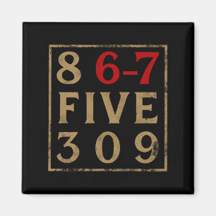 Vintage 80s 867 Five 309 Funny Retro Gen Alpha Mem Magnet