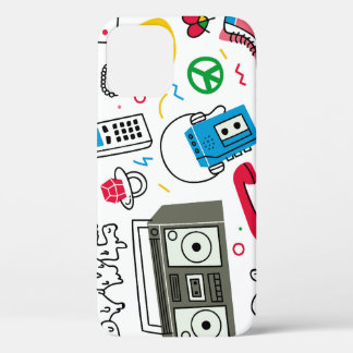 Vintage 80's 90's doodle collection. iPhone 12 case