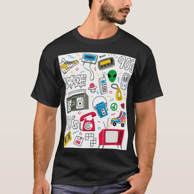 Vintage 80's 90's doodle collection. T-Shirt (Front)