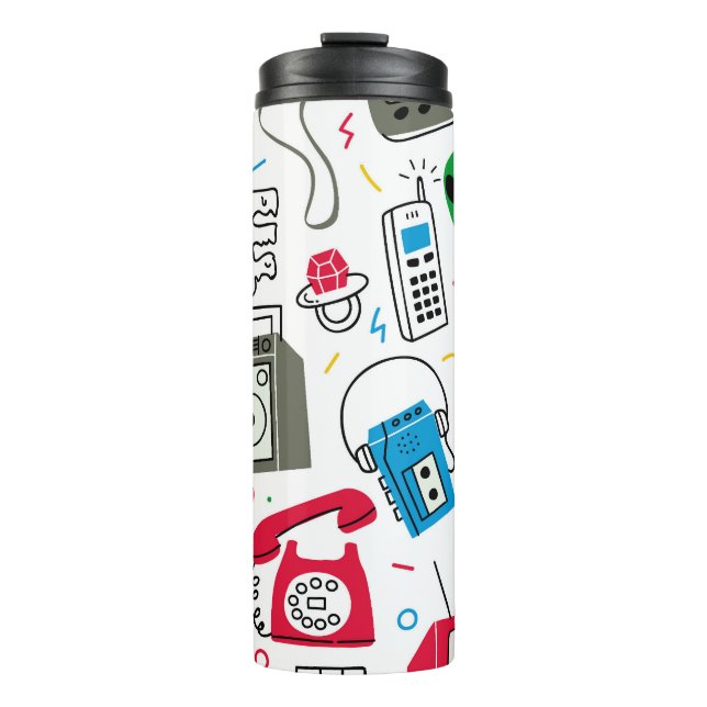 Vintage 80's 90's doodle collection. thermal tumbler (Front)