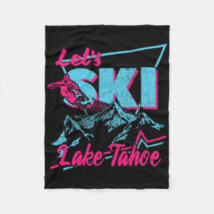 Vintage 80s 90s Skiing Clothing Retro Lake Tahoe Fleece Blanket