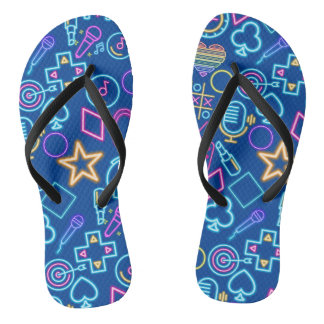 Vintage 80's Neon Light Pattern 01 Blue BG Jandals