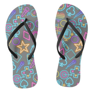 Vintage 80's Neon Light Pattern 01 Grey BG Jandals