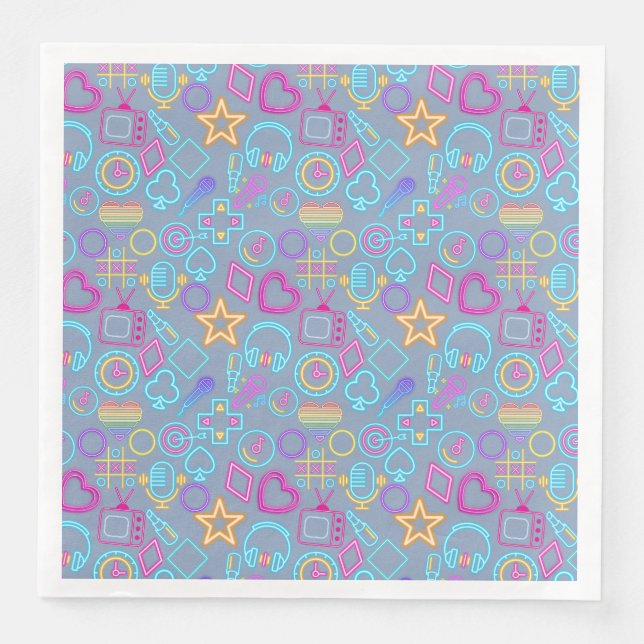 Vintage 80's Neon Light Pattern 01 Napkin (Front)