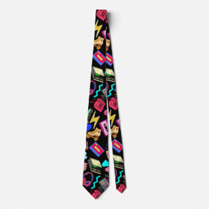 Vintage 80's Pattern 01.w Black BG Tie