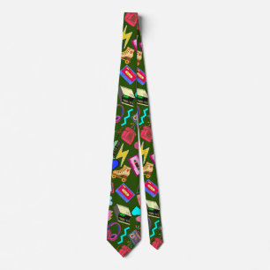 Vintage 80's Pattern 01.w DGreen BG Tie