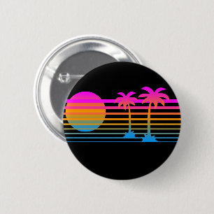 VINTAGE 80s RETRO PALM TREES TROPICAL SUNSET PIN