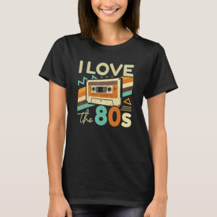 Vintage 80s Women Men I Love the 80's Cassette Par T-Shirt