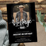 Vintage 80th Birthday  Invitation<br><div class="desc">Vintage any age adult one photo birthday party template. Available as a digital download printable. Custom, personalised, editable download Celebrate a remarkable milestone with his vintage team 80th birthday invitation designed to bring a warm nostalgic touch to your adult birthday celebration. The front features a customisable one photo layout perfect...</div>