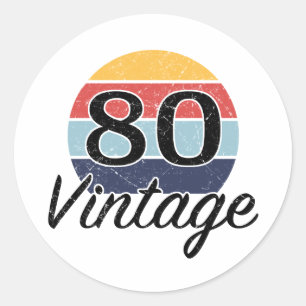 Vintage 80th Birthday Sunset Classic Round Sticker