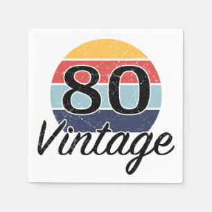 Vintage 80th Birthday Sunset Napkin