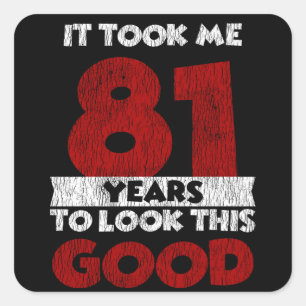 Vintage 81 Years Old Funny 81st Birthday Gift Square Sticker