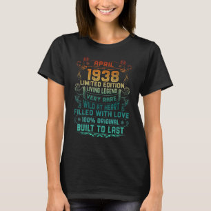 Vintage 84 Years Old April 1938 84th Birthday T-Shirt
