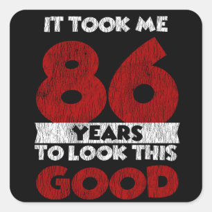 Vintage 86 Years Old Funny 86th Birthday Gift Square Sticker