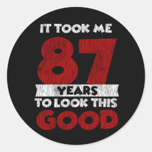 Vintage 87 Years Old Funny 87th Birthday Gift Classic Round Sticker