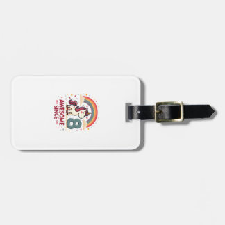 Vintage 8 Awesome Since 2018 Unicorn Birthday Rain Luggage Tag