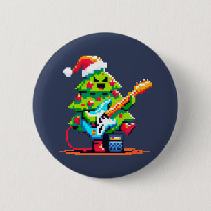 Vintage 8Bit Christmas Tree Musical Holiday Design 6 Cm Round Badge