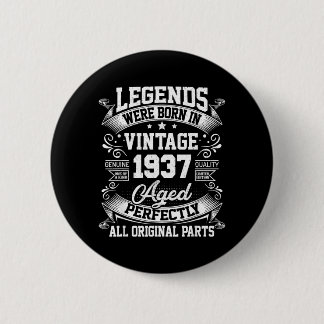Vintage 90 Birthday Gifts Men Women 90yr 1937 90th 6 Cm Round Badge