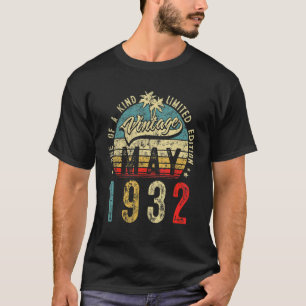 Vintage 90 Years Old May 1932 Decorations 90th Bir T-Shirt