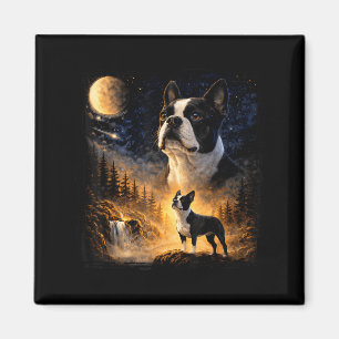Vintage 90s Boston Terrier Howling at The Moon Magnet
