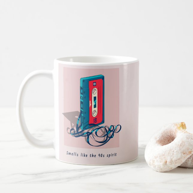 Vintage ’90s Cassette Tape Coffee Mug (With Donut)