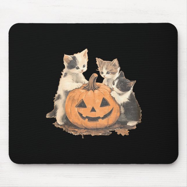 Vintage 90s Cat Halloween  Mouse Pad (Front)