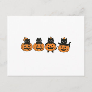 Vintage 90s Cat Halloween Pumpkin Black Cat Enclosure Card