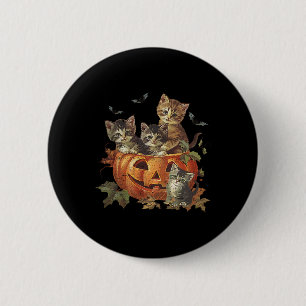 Vintage 90s Cat Halloween Pumpkin Cat Lover Spooky 6 Cm Round Badge