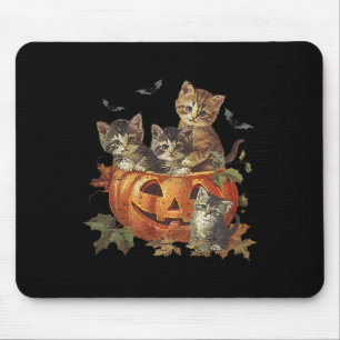 Vintage 90s Cat Halloween Pumpkin Cat Lover Spooky Mouse Pad