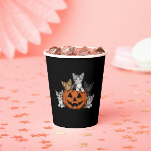 Vintage 90s Cat Halloween Retro Spooky Season Paper Cups