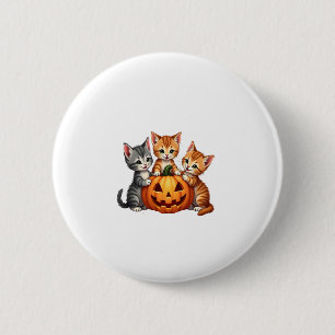 Vintage 90s Cat Pumpkin Halloween Retro Floral Spo 6 Cm Round Badge