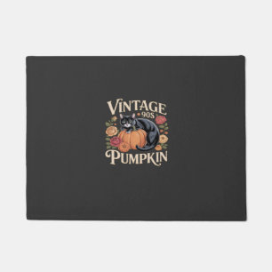 Vintage 90s Cat Pumpkin Halloween Retro Floral Spo Doormat