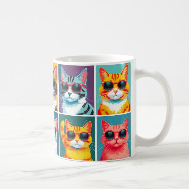 Vintage 90s Cats in Cheap Sunglasses Coffee Mug (Right)