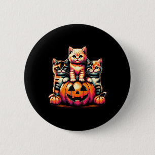 Vintage 90s Cats Kittens Pumpkin Halloween Spooky 6 Cm Round Badge