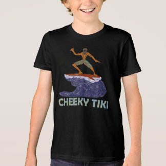Vintage 90s Cheeky Tiki Surfing Retro Cartoon Tri-Blend Shirt