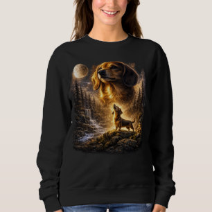 Vintage 90s Dachshund Howling at The Moon Wiener Sweatshirt