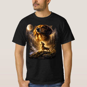 Vintage 90s Dachshund Howling at The Moon Wiener  T-Shirt