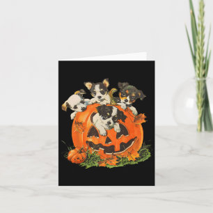 Vintage 90s Dog Retro Pumpkin Puppies Halloween Do Card