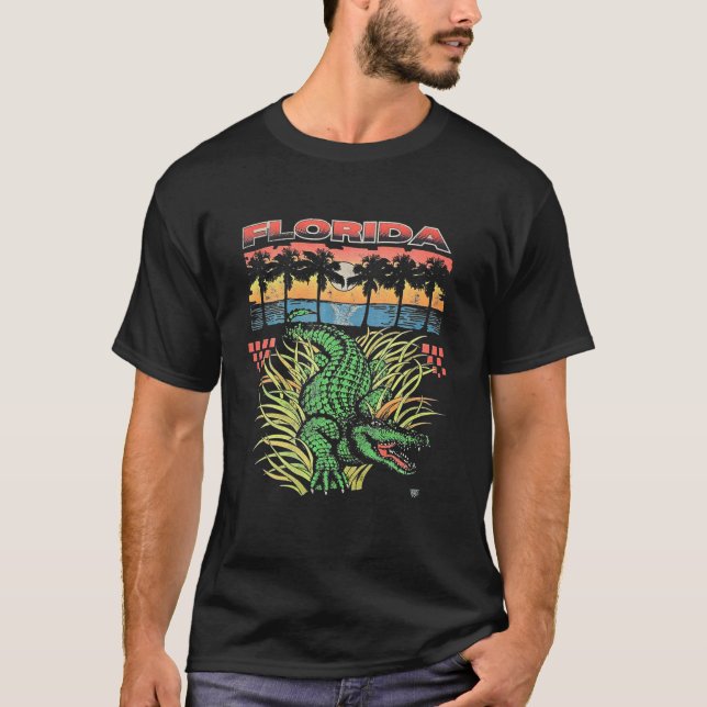 Vintage 90'S Florida Alligator T Everglades Swamp T-Shirt (Front)